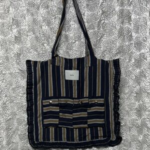 K&G Striped Tote Bag - Black and Brown